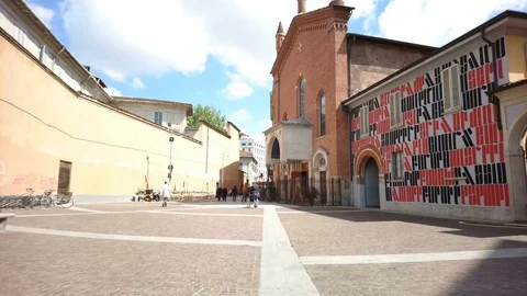 Small square in Milan, Italy. Stock Footage 79656423