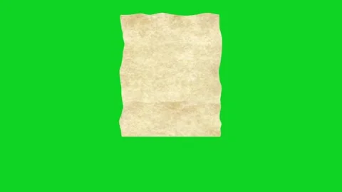 Small square parchment paper piece floating revealing animated on green screen Stock Footage 335216417