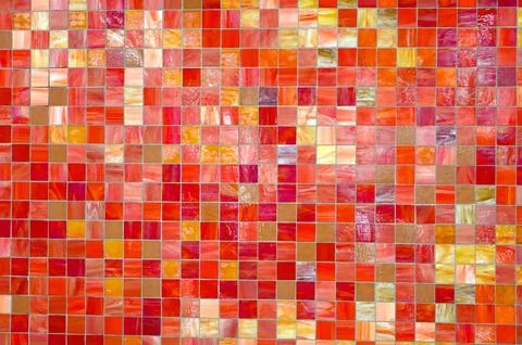Small square pieces of tile, colored mosaic wall tiles 스톡 사진