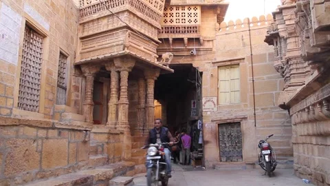 Small Square Within The Walled City Of Jaisalmer, India Stock Footage 159157743