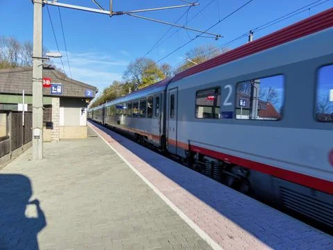 A small station (Oftering - Upper Austria) without staff on the western railway Stock Photos