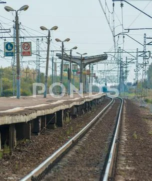 Small station of the suburban train near Moscow Stock Photos