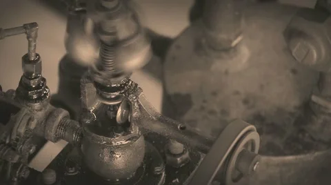 Small stationary steam engine - 3 shots Stock Footage 979762