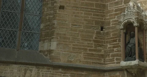 A small statue on the church wall in Linköping, Sweden. Video stock 95215593