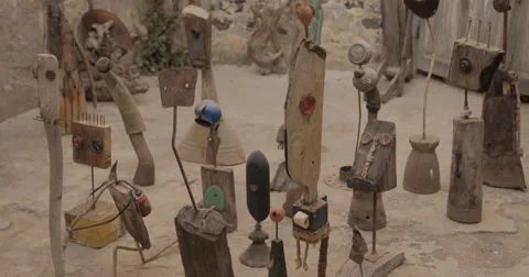 Small statues in an old house, Goree, Senegal (4K) Stock Footage 47943780