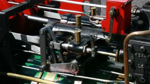 Small steam engine close up 13 Stock Footage 5297183