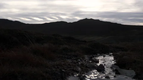 Small Steam Running Down the Side of a Mountain. Achill Island, Ireland. 4K60 Stock Footage 239486735
