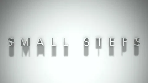 Small Steps 3D title animation with shadows on a white background Stock Footage 296610668
