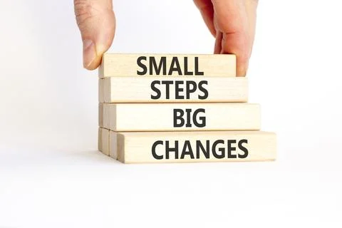 Small steps big changes words symbol. Concept words Small steps big changes.. Stock Photos