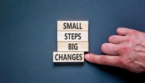 Small steps big changes words symbol. Concept words Small steps big changes.. Stock Photos