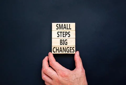 Small steps big changes words symbol. Concept words Small steps big changes.. Stock Photos