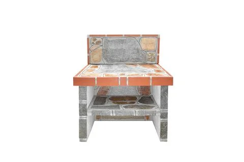 Small stone gray worktop with Shelf, unused Stone garden countertop isolated on Stock-Fotos