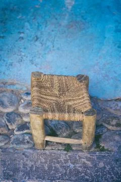 Small stool, chefchaouen - morocco Stock Photos