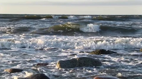 A small storm on the Baltic sea Video stock 85093668