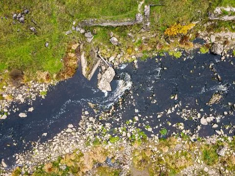 A small stormy river, top view Stock Photos