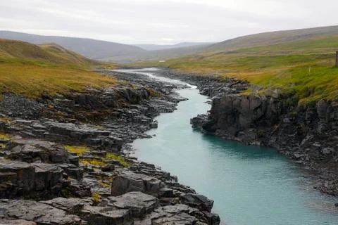 Small Stream and cliffs in Iceland Stock Photos