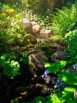 Small stream that flows down over stones 写真素材