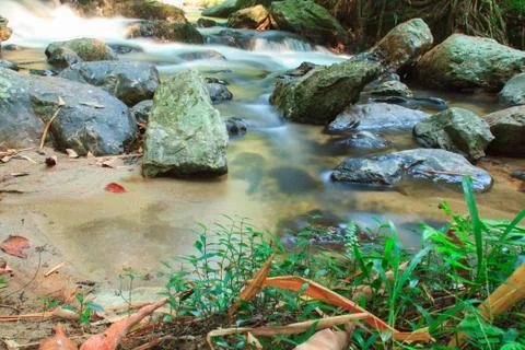 A small stream  with long exposure Stock Photos