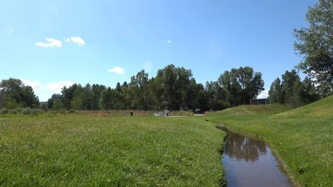Small stream no Golf course Stock Footage 117189414