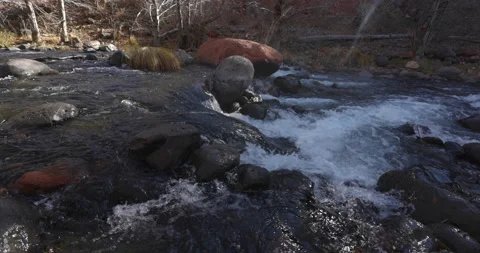 Small Stream Rapids - Red Rock in the Winter Stock Footage 146662578