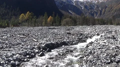 Small stream in rock area caused by mudslides Stock Footage 43977127