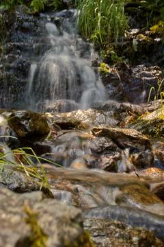 Small stream waterfall. Stock Photos