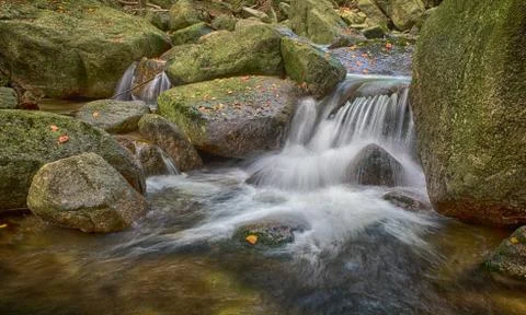 Small stream watterfall in jizerske mountains Stock Photos