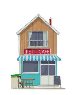 Small street cafe vector sketch Stock Illustration