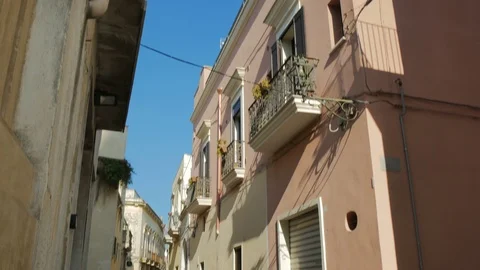 Small street in the historic centre of Nard, Italy. Stock Footage 89768797