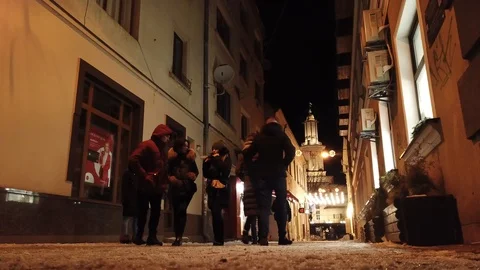 Small street at night Stock Footage 102185746