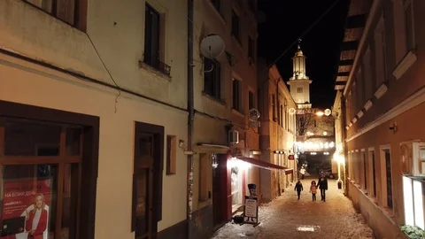 Small street at night Stock Footage 102185799