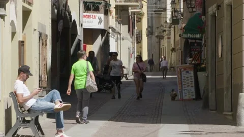 Small street scene in Bormio Stock Footage 187741847