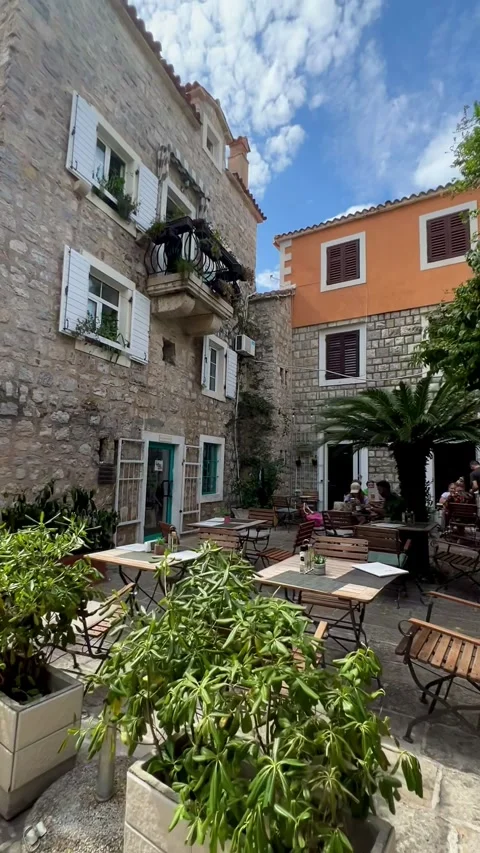 Small streets of the old stone town. Budva, Montenegro Stock Footage 251009171