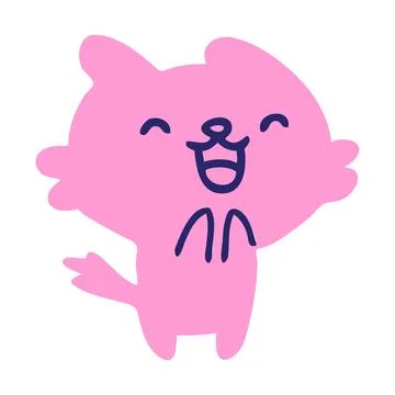 Small stressed out cat in bright neon color Stock Illustration