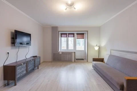 Small studio apartment and kitchen hightech interior Stock Photos