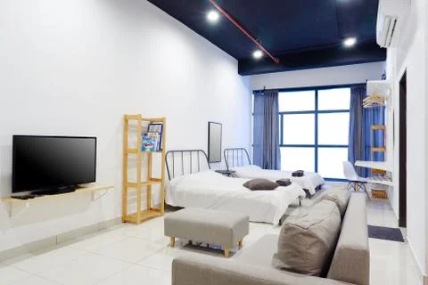 A small studio apartment interior Stock Photos