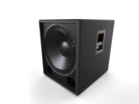 Small subwoofer speaker - top side shot Illustrazione stock