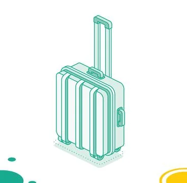 Small suitcase on wheels isolated on white background. Isometric outline ic.. Stock Illustration