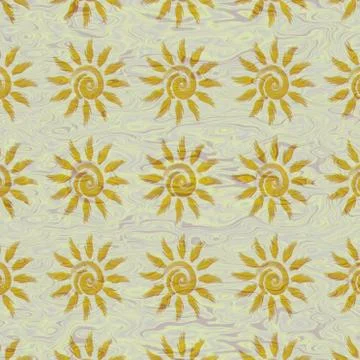 Small sun patterns on beige liquid surface Stock Illustration