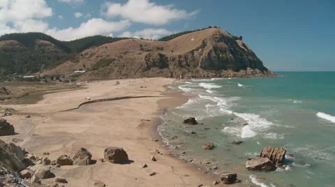 Small surfi beach wide view Stock Footage 35705854