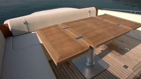 Small table and sofas on a boat Stock Footage 71004603
