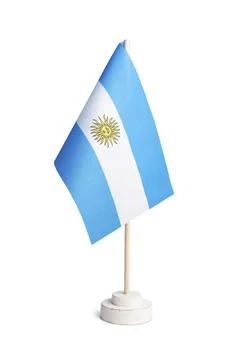 Small table flag of Argentina isolated on white background Illustrazione stock