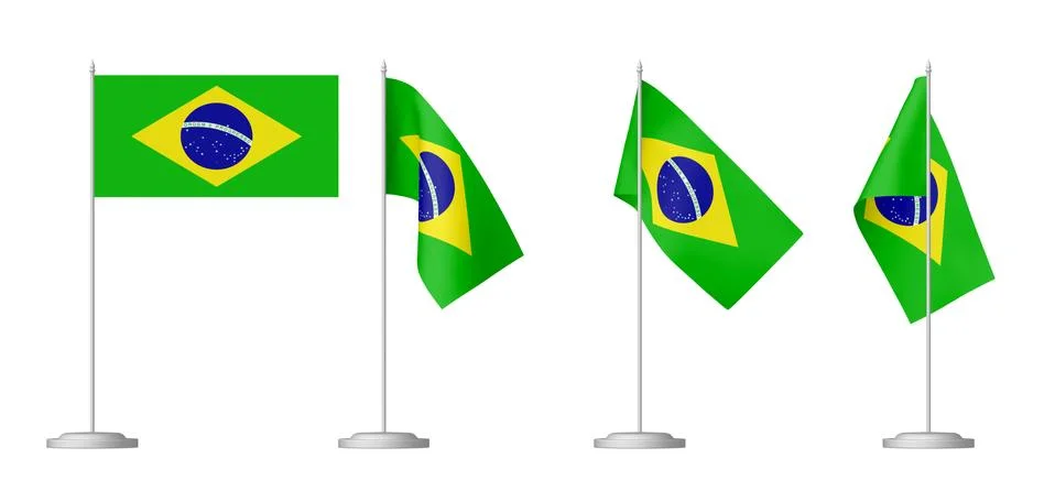 Small table flag of Brazil set Stock Illustration