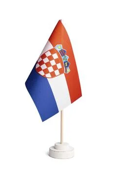 Small table flag of Croatia isolated on white background Stock Illustration