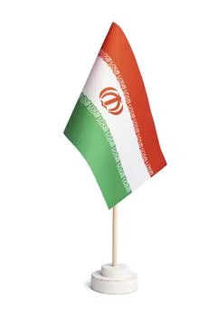 Small table flag of Iran isolated on white background Illustrazione stock
