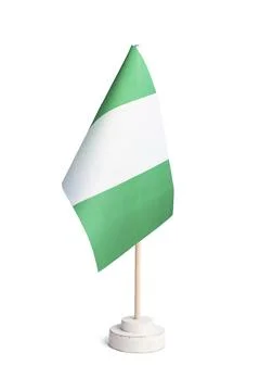 Small table flag of Nigeria isolated on white background Stock Illustration