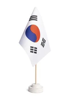 Small table flag of South Korea isolated on white background Stock Illustration