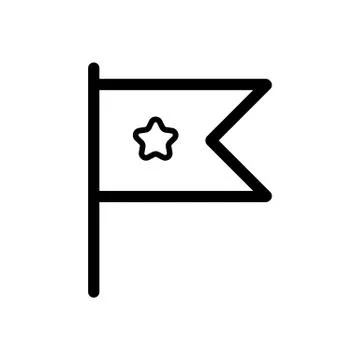 Small table flag with star vector icon. Black and white desk flag illustration Stock Illustration
