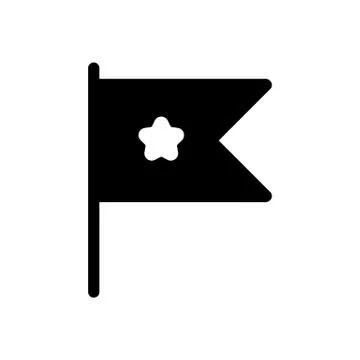 Small table flag with star vector icon. Black and white desk flag illustration Stock Illustration