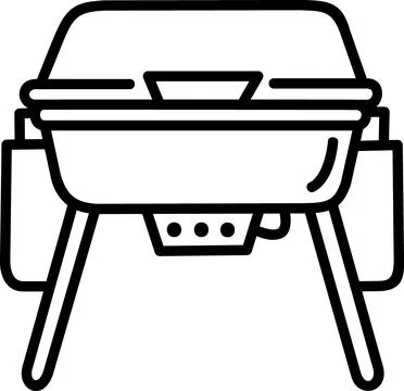 Small tabletop barbecue grill line icon Stock Illustration